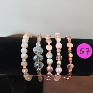 Erimish Pink and Rose Gold Mixed Bead Extended Bracelet Stack (NWOT)